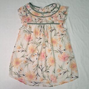 Monteau Los Angeles Multicolor Floral Chiffon Ruffle Sleeveless A-Line Top M Y2K